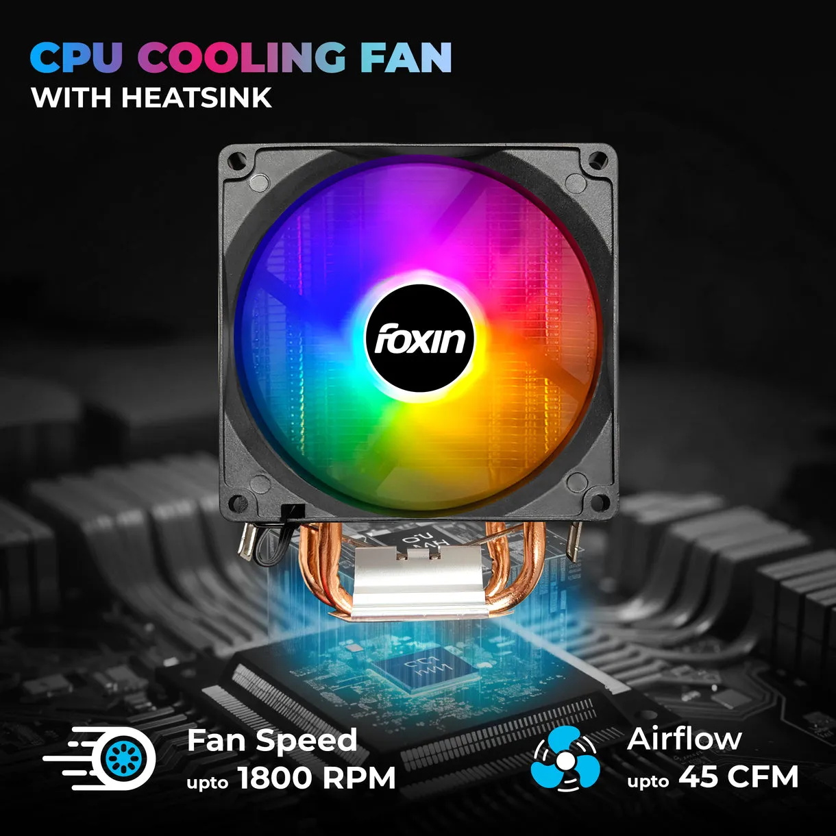 Foxin CPU Fan For Intel and AMD Socket 90mm RGB FCF 003 view 4